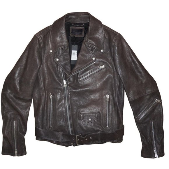 $2250 DIESEL BLACK GOLD Brown Zipper Biker Leather - Picture 8 of 8